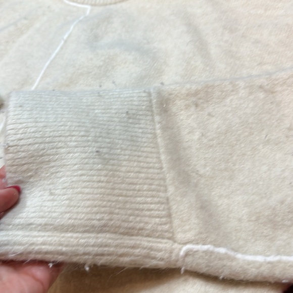 ZARA heavy soft IVORY knit SWEATER PIPING boxy slouchy wool acrylic crew neck Lg - Picture 4 of 15